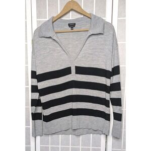 Talbots Women's‎ Long Sleeve Top Medium 100% Merino Wool Pullover Stripes Soft